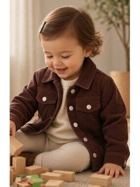 OLD NAVY Wine Snap Front Corduroy Jacket Girls Size 3T